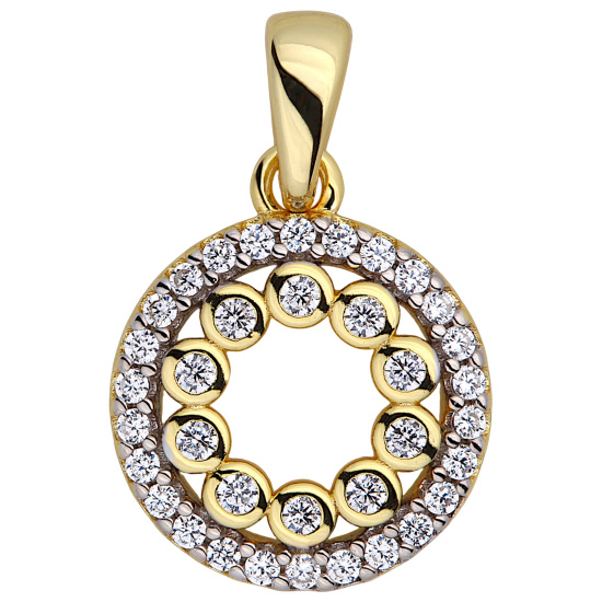 Anhänger Kreis 925 Sterling Silber vergoldet 36 Zirkonia