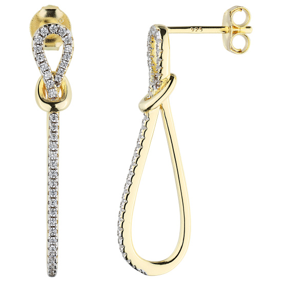 Ohrhänger Schlaufe 925 Sterling Silber vergoldet 70 Zirkonia