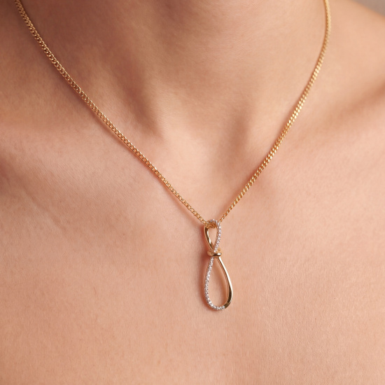 Anhänger Schleife 925 Sterling Silber vergoldet 26 Zirkonia