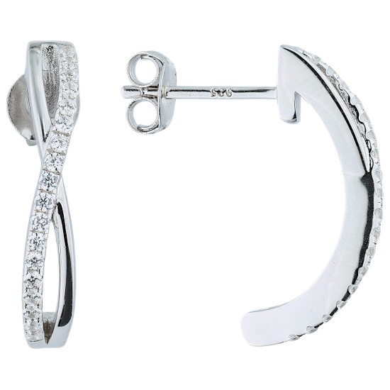 Halbcreolen 925 Sterling Silber 36 Zirkonia