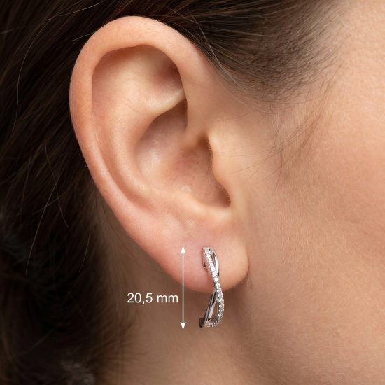 Halbcreolen 925 Sterling Silber 36 Zirkonia
