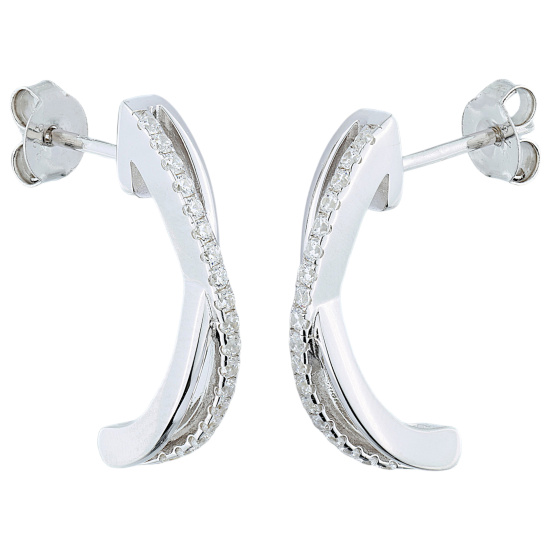 Halbcreolen 925 Sterling Silber 36 Zirkonia