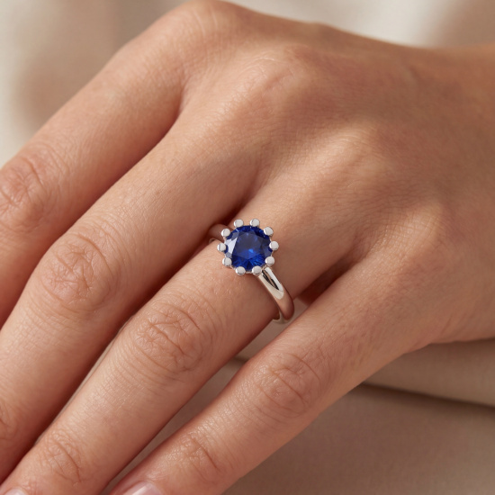 Damen Ring 925 Sterling Silber 1 blauer Spinell Silberring