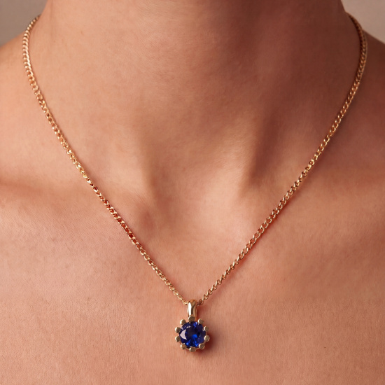 Anhänger 925 Sterling Silber vergoldet 1 Spinell blau