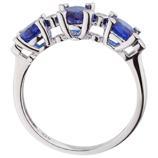 Damen Ring 925 Sterling Silber 4 Zirkonia 3 Spinelle Silberring