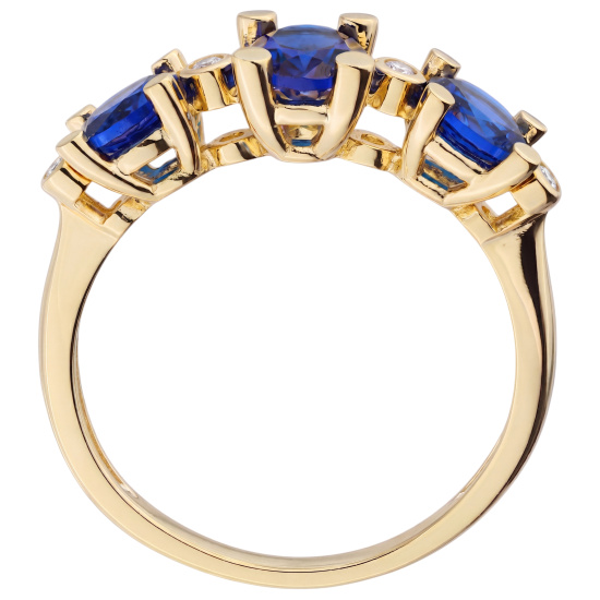 Damen Ring 925 Sterling Silber vergoldet 4 Zirkonia 3 Spinelle Silberring