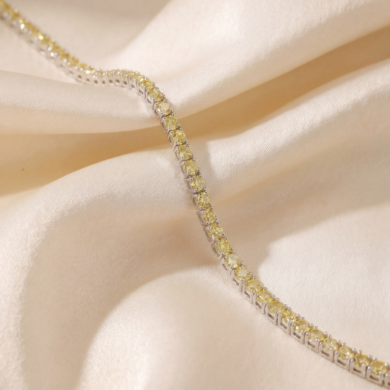 Armband Tennisarmband 925 Sterling Silber 84 Zirkonia gelb 19 cm
