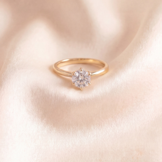 Damen Ring Solitär 585 Gelbgold 1 Lab-Grown-Diamant Brillant 0,50 ct.