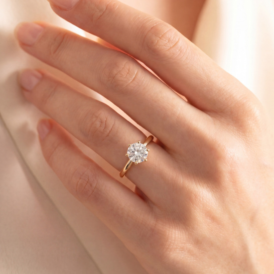 Damen Ring Solitär 585 Gelbgold 1 Lab-Grown-Diamant Brillant 1,0 ct.