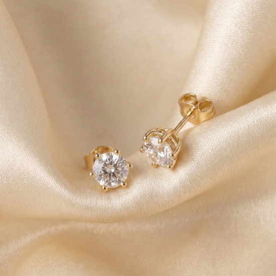 Ohrstecker Solitär 333 Gelbgold 2 Lab-Grown-Diamanten Brillanten 0,50 ct.