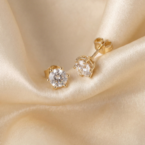 Ohrstecker Solitär 333 Gelbgold 2 Lab-Grown-Diamanten Brillanten 1,0 ct.