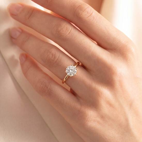 Damen Ring Solitär 333 Gelbgold 1 Lab-Grown-Diamant Brillant 1,0 ct.