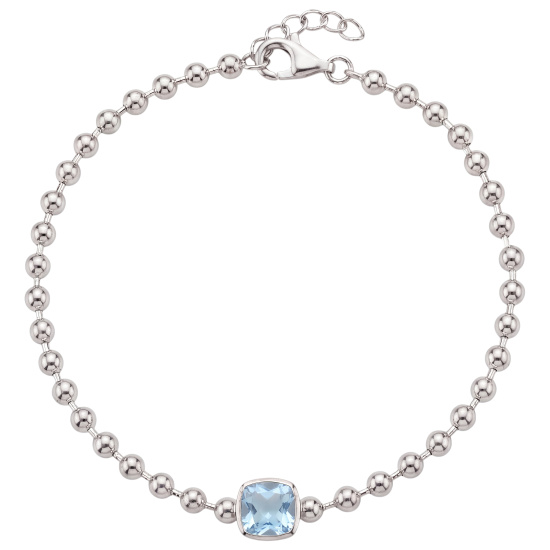 Armband 925 Sterling Silber 1 blauer Zirkonia 19 cm Silberarmband