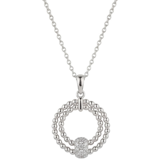 Collier Halskette 925 Sterling Silber 13 Zirkonia 45 cm Silberkette