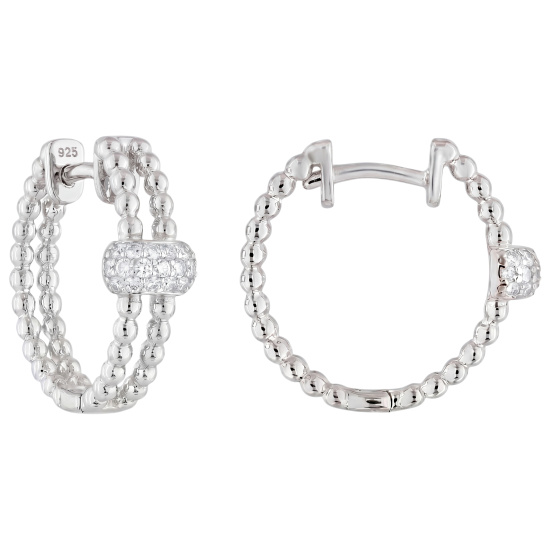 Creolen 925 Sterling Silber 38 Zirkonia Silberohrringe