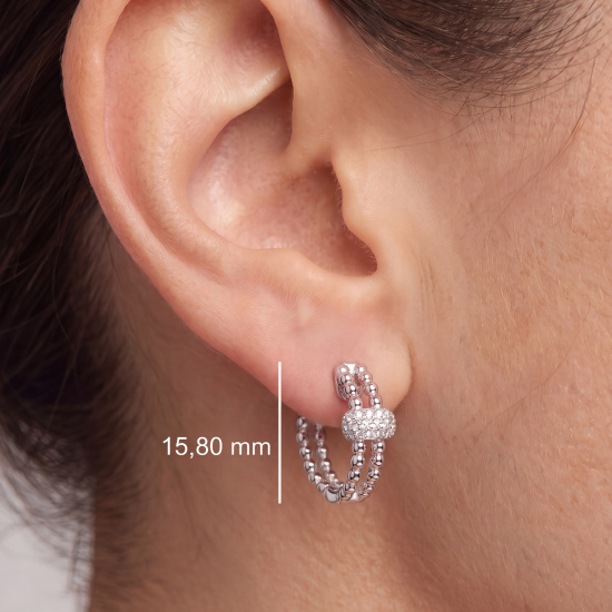 Creolen 925 Sterling Silber 38 Zirkonia Silberohrringe