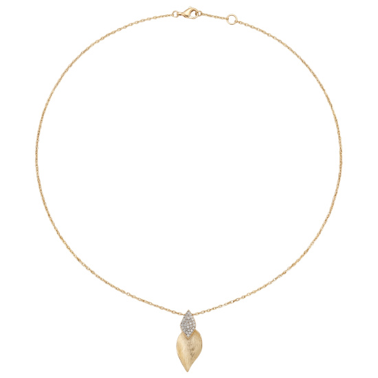 Collier Halskette 925 Silber vergoldet mattiert 32 Zirkonia 45 cm Kette