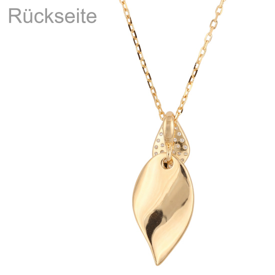 Collier Halskette 925 Silber vergoldet mattiert 32 Zirkonia 45 cm Kette