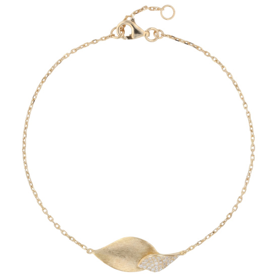 Armband 925 Silber vergoldet mattiert 32 Zirkonia 18,5 cm