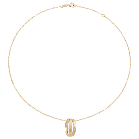 Collier Halskette 925 Silber vergoldet mattiert 8 Zirkonia 45 cm Kette
