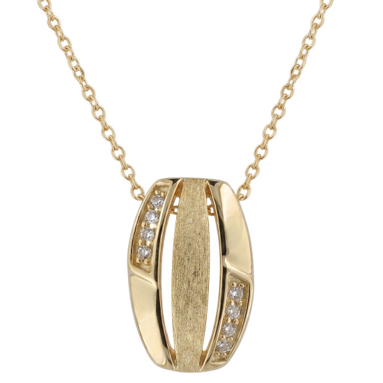 Collier Halskette 925 Silber vergoldet mattiert 8 Zirkonia 45 cm Kette
