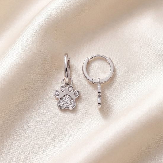 Creolen Pfote 925 Silber 34 Zirkonia Silberohrringe