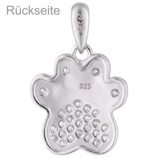 Anhänger Pfote 925 Sterling Silber 28 Zirkonia Silberanhänger