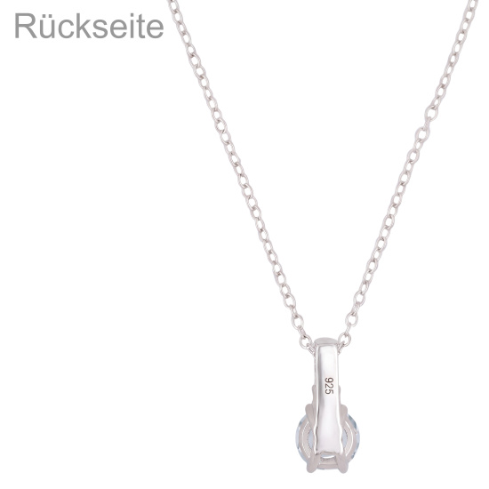 Collier 925 Sterling Silber Blautopas Zirkonia 45 cm Silberkette