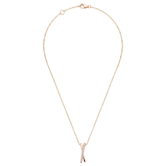 Collier 925 Sterling Silber vergoldet mit 16 Lab-Grown-Diamanten 0,08ct. 45 cm