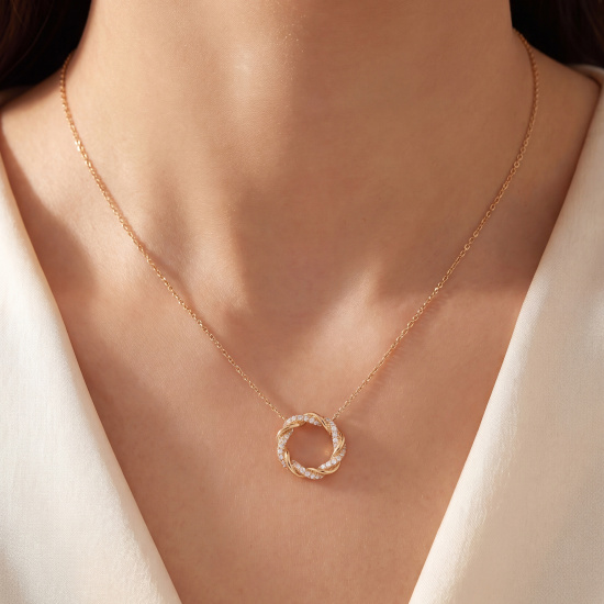 Collier 925 Silber vergoldet 40 Lab-Grown-Diamanten Brillanten 0,13 ct.