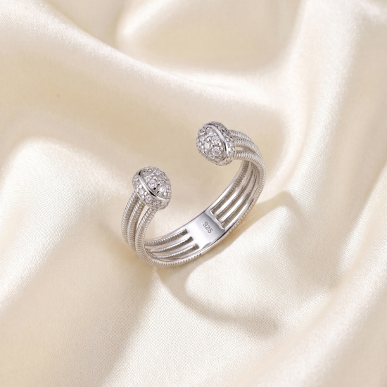 Damen Ring offen 925 Sterling Silber 40 Zirkonia Silberring