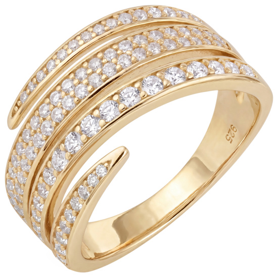 Damen Ring 925 Sterling Silber vergoldet 95 Zirkonia