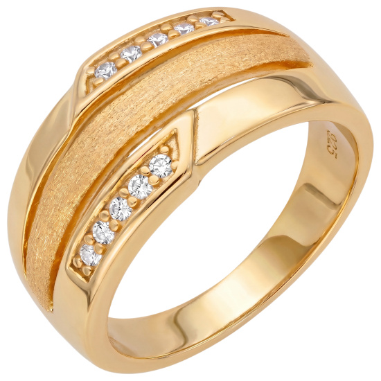 Damen Ring 925 Sterling Silber vergoldet 10 Zirkonia