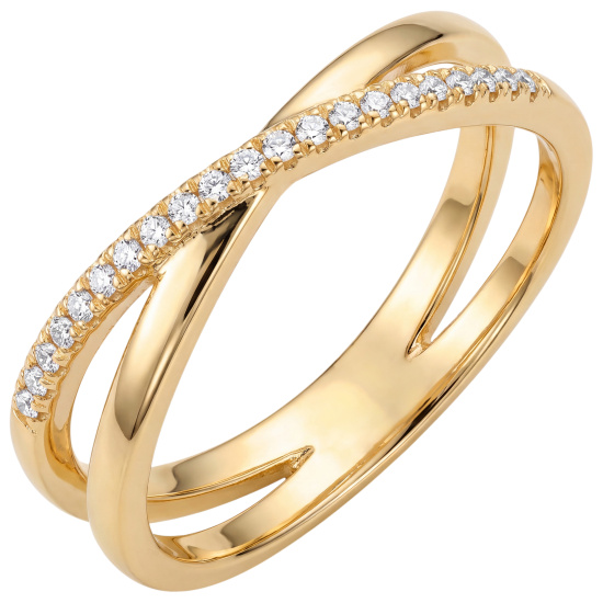 Damen Ring 925 Sterling Silber vergoldet mit 21 Lab-Grown-Diamanten 0,11ct.