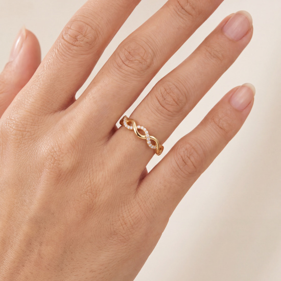 Damen Ring 925 Sterling Silber vergoldet mit 23 Lab-Grown-Diamanten 0,20ct.