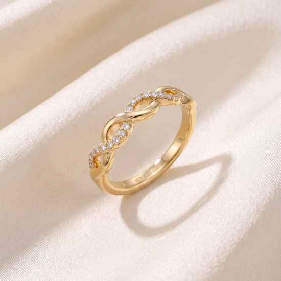 Damen Ring 925 Sterling Silber vergoldet mit 23 Lab-Grown-Diamanten 0,20ct.