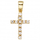 Anhänger Kreuz 333 Gold/Gelbgold 11 Zirkonia