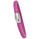 Armband Leder pink Verschluss aus Edelstahl teilmattiert 19 cm
