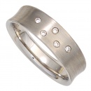 Damen Ring 950 Platin matt 5 Diamanten Brillanten 0,06ct. Platinring