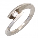 Damen Ring 950 Platin matt 1 Diamant Brillant 0,15ct. Platinring