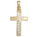 Anhänger Kreuz 333 Gold Gelbgold 10 Zirkonia