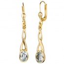 Ohrhänger 585 Gold Gelbgold 2 Aquamarine hellblau blau Ohrringe Boutons
