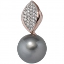 Anhänger 585 Rotgold 27 Diamanten Brillanten 1 Tahiti Perle Perlenanhänger