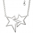 Collier Halskette Sterne 925 Silber mit Zirkonia 45 cm Kette Silberkette