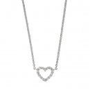 Collier Halskette Herz 925 Sterling Silber mit Zirkonia 42 cm Kette Silberkette