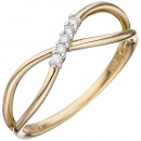 Damen Ring 585 Gold Gelbgold 5 Diamanten Brillanten Goldring Diamantring