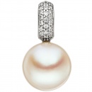 Anhänger Einhänger 333 Gold Weißgold 1 Süßwasser Perle 22 Zirkonia