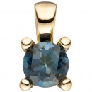 Anhänger 585 Gold Gelbgold 1 Blautopas blau Goldanhänger