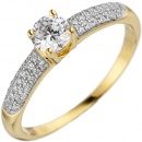 Damen Ring 925 Sterling Silber gold vergoldet mit 45 Zirkonia