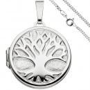 Medaillon Anhänger Baum des Lebens Weltenbaum rund 925 Silber mit Kette 60 cm